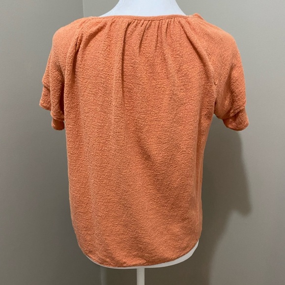 Madewell Orange Ruffled Flutter Sleeve Blouse - Picture 3 of 4